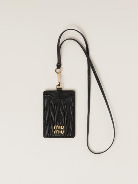 Miu Miu Matelassé nappa leather badge holder