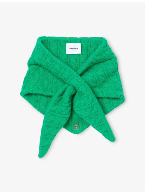 Sandro Cable-Knit Wool And Cashmere-Blend Bandana