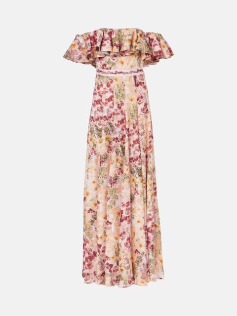 Agua by Agua Bendita Floral off-shoulder maxi dress