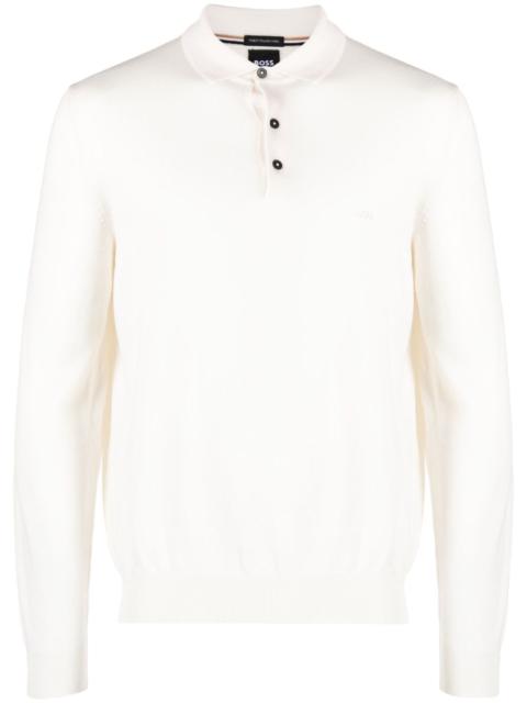 BOSS logo-embroidered virgin wool polo shirt