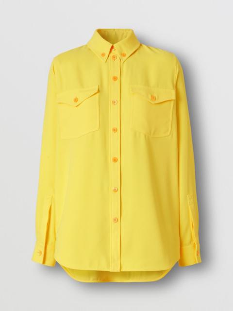 Button-down Collar Satin Shirt