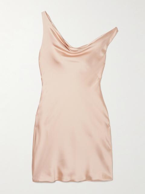 NORMA KAMALI Maria Off-the-shoulder Draped Satin Mini Dress