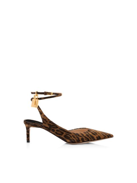 TOM FORD OCELOT-PRINT SUEDE PADLOCK SLINGBACK