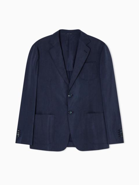 GIORGIO ARMANI UPTON LINE SINGLE-BREASTED JACKET IN WASHED SILK