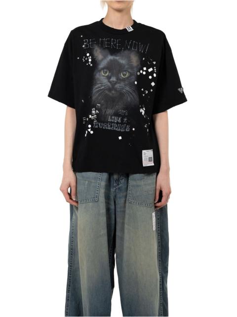 Maison MIHARAYASUHIRO Cat Printed Embellished Distressed T-Shirt