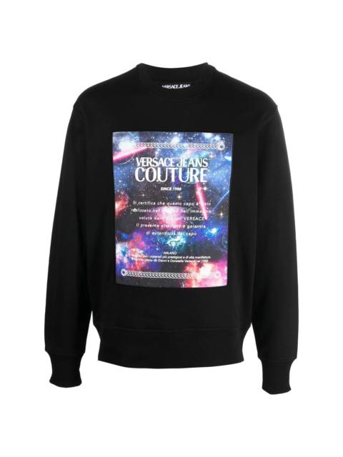 VERSACE JEANS COUTURE 그래픽 인쇄 승무원 목 스웨터
