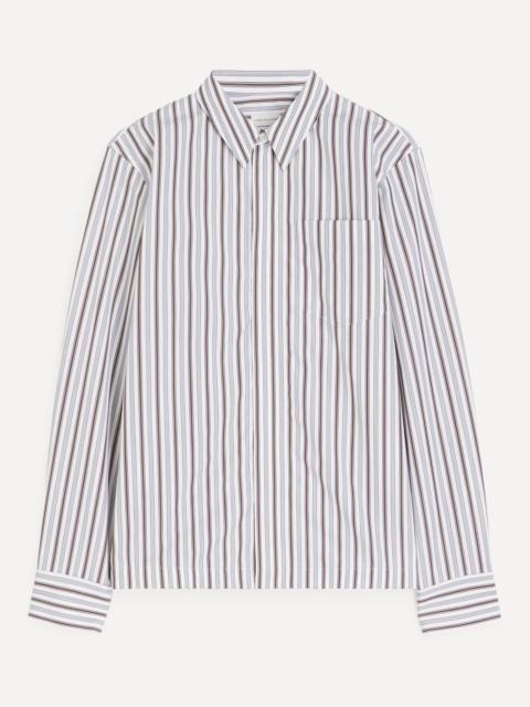 Dries Van Noten Corran Zipped Shirt in Striped Poplin
