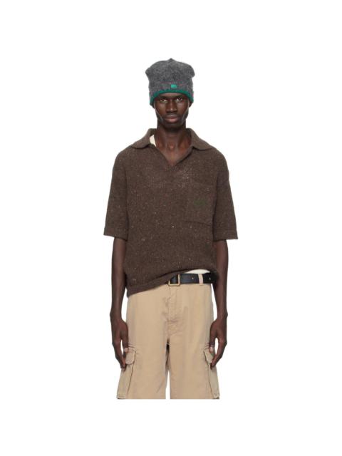 ERL Brown Embroidered-Logo Polo