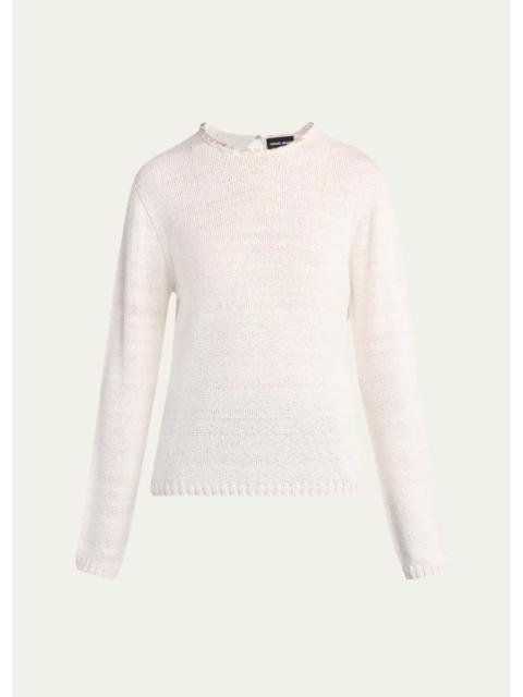 GIORGIO ARMANI Silk Knit Beaded Crewneck Sweater