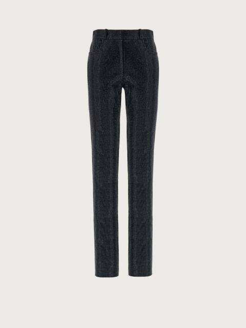 FERRAGAMO 5 POCKET CRYSTAL EMBELLISHED TROUSER