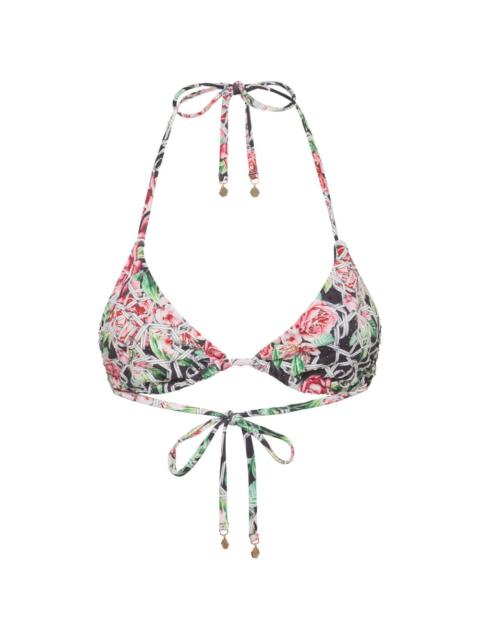PHILIPP PLEIN floral-print bikini top