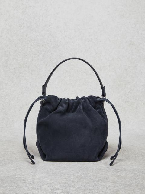 Suede bucket bag with Precious handle