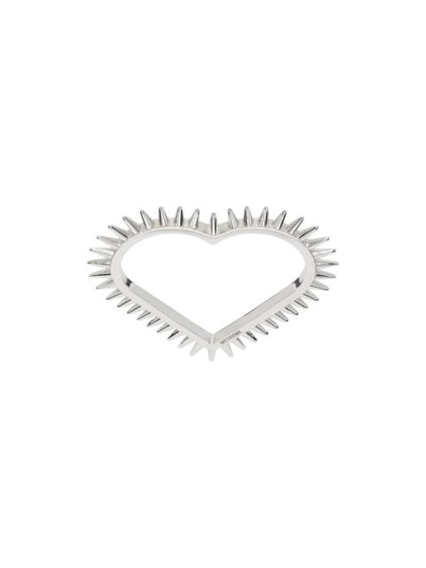 We11done Silver Spike Heart Double Ring