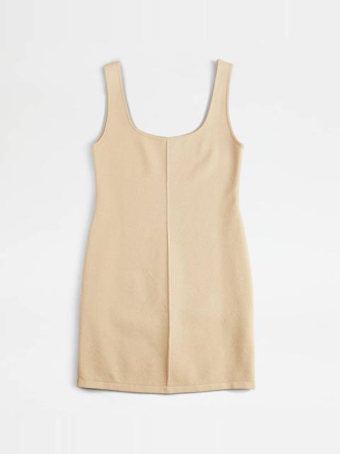 Tod's SHEATH DRESS IN COTTON - BROWN