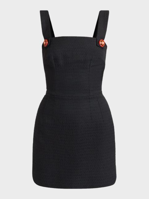 Dolce & Gabbana Sleeveless Carretto-Button Textured Cotton-Linen Mini Dress