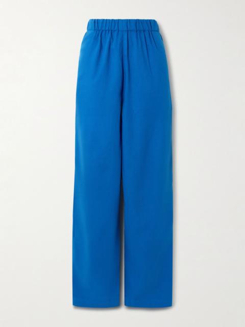 MARRAKSHI LIFE Palazzo cotton-blend wide-leg pants Blue
