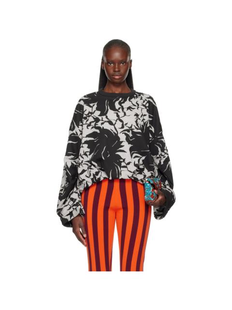 Dries Van Noten Gray & Black Draped Sweatshirt