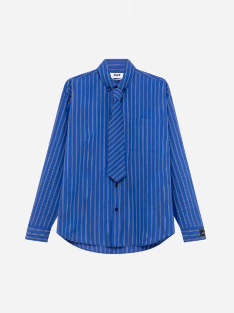 MSGM Striped poplin shirt with tie
