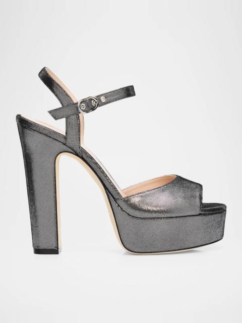 Stuart Weitzman 125mm Reade Leather Noir Platform Sandals