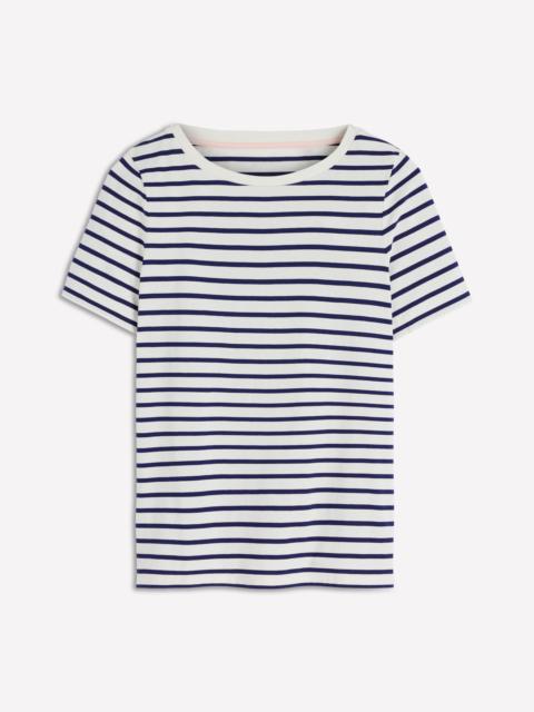 BODEN Olivia Short Sleeve Breton-Ivory, Navy