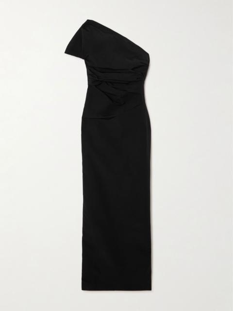 16ARLINGTON Reatta one-shoulder gathered crepe gown Black