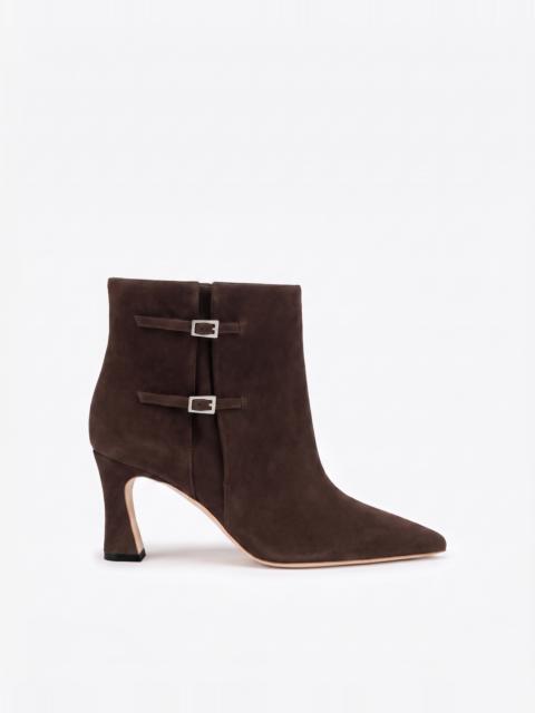 MALONE SOULIERS Norma 70 Dark Brown Suede Ankle Boots