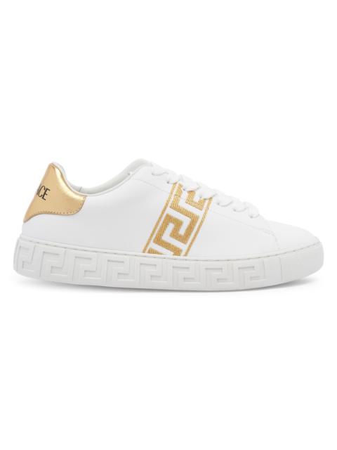 VERSACE Women's Embroidered Low-Top Sneakers - White Gold