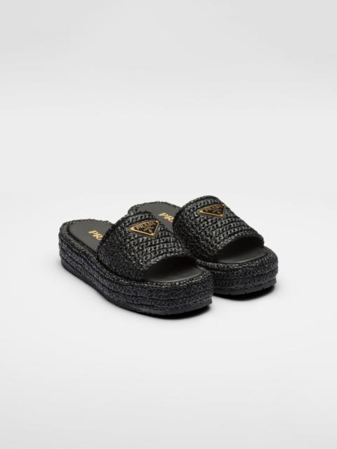 Prada Crochet flatform slides