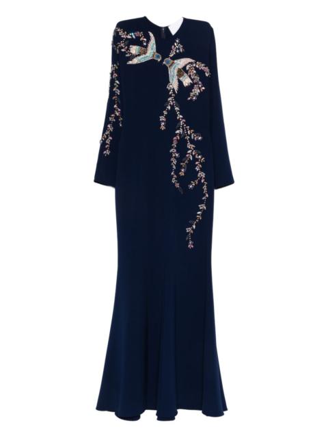 COSTARELLOS bird-embellished maxi dress