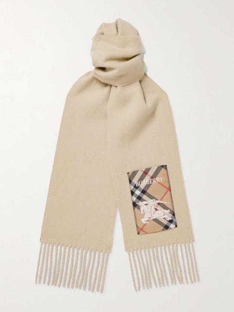 Burberry Fringed Appliquéd Cashmere Scarf