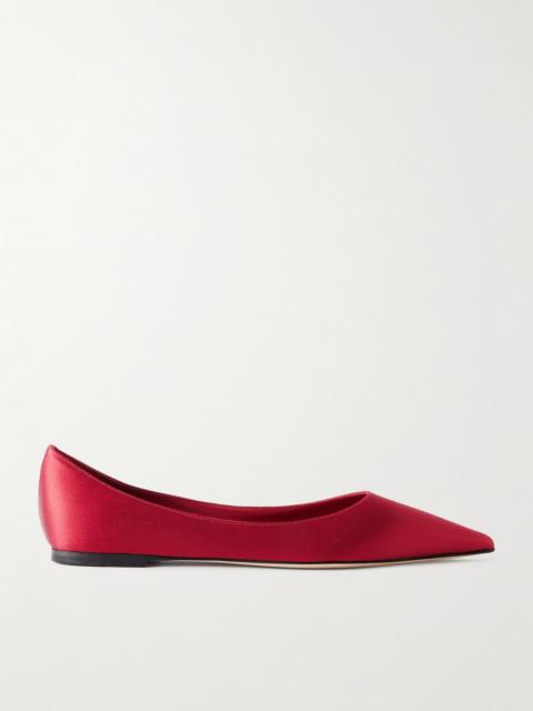 JIMMY CHOO Love satin flats Red
