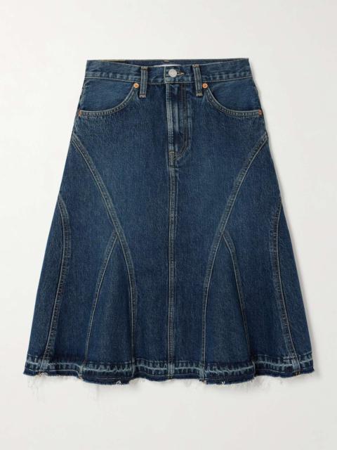 + NET SUSTAIN frayed organic denim skirt