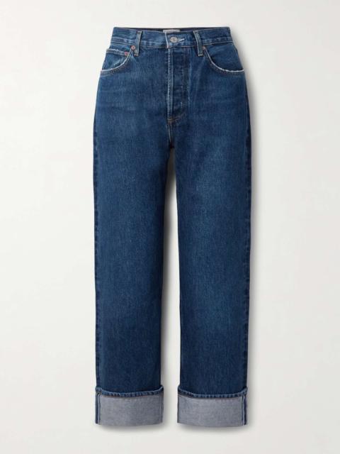 AGOLDE Fran cropped low-rise straight-leg jeans Dark denim