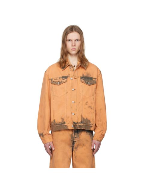 Dries Van Noten Orange Bleached Denim Jacket