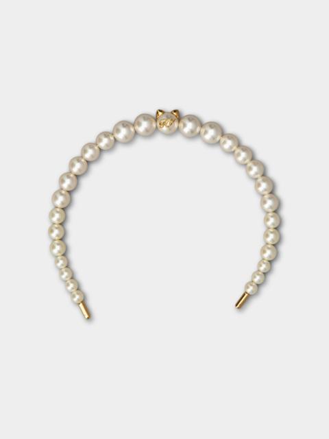 Roger Vivier RV Cat Pearl Hairband in Metal