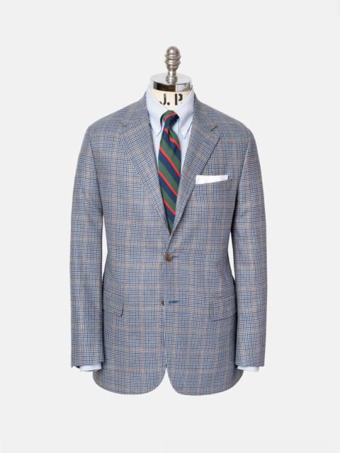 J. PRESS MADE-IN-CANADA BLUE & COPPER CHECK SILK/WOOL SPORT COAT
