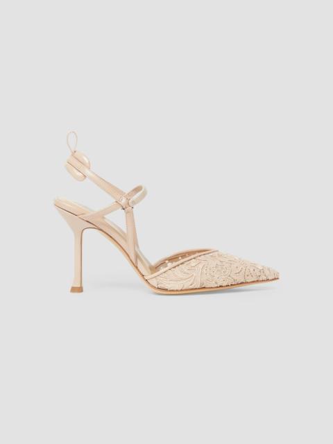 FENDI Women's Very Colibri 95MM Lace Slingback Sandals - Beige Rose
