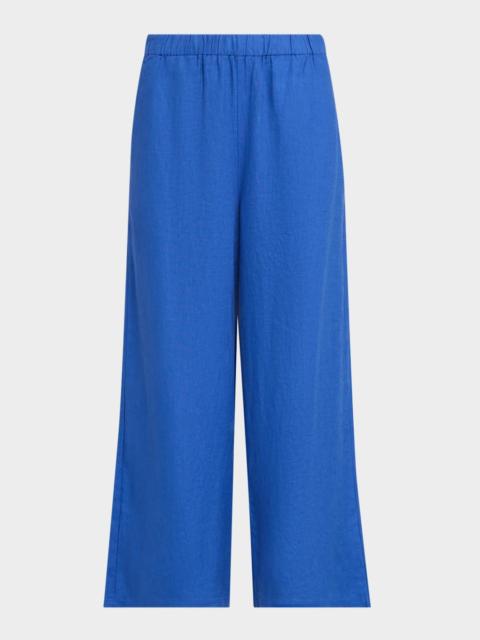 EILEEN FISHER Wide-Leg Organic Linen Ankle Pants