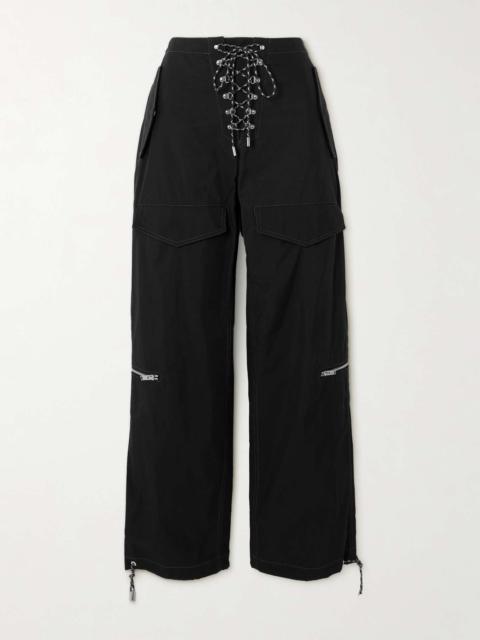 Dion Lee Lace-up organic cotton-blend twill wide-leg pants