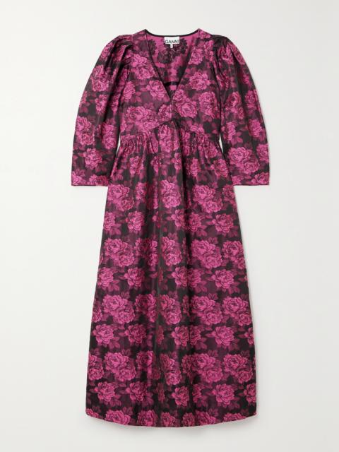 GANNI + Net Sustain Floral-print Jacquard Midi Dress