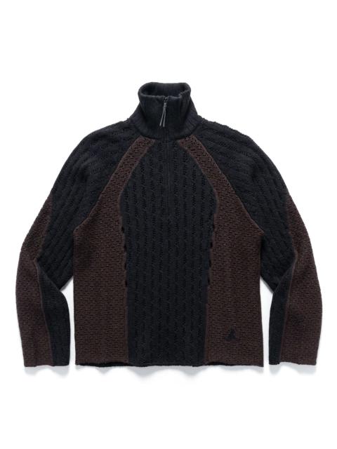 ROA Flower Stitch Turtleneck Zip Up Black