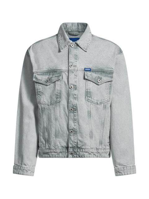 HUGO REGULAR-FIT JACKET IN LIGHT-GRAY STONEWASHED DENIM