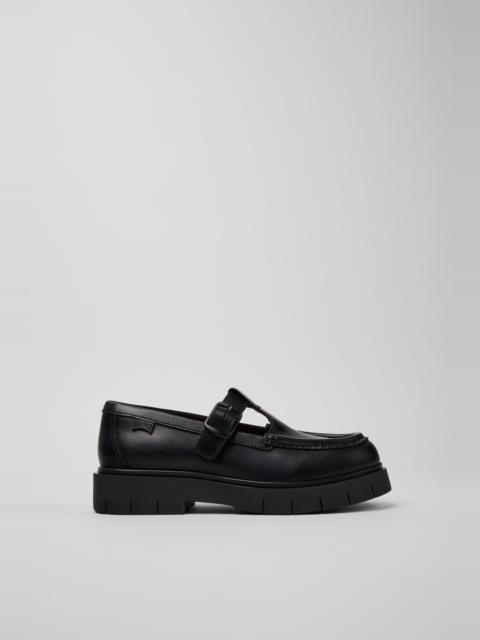 CAMPER Alaro Black Leather Moccasins for Women.