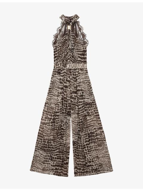 REISS Reiss x Atelier Floras Animal-Print Woven Jumpsuit