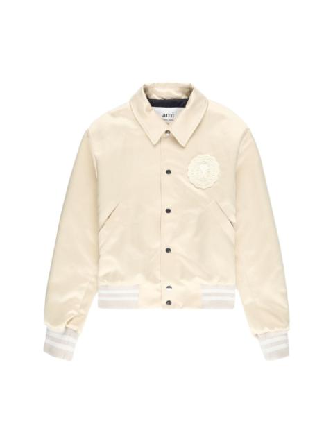 logo-patch buttoned bomber jacket