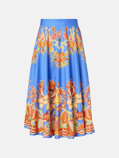 Etro Printed cotton midi skirt