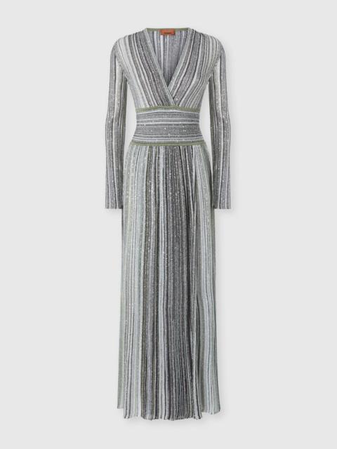 Missoni Midi dress with V-neck in viscose-blend lamé