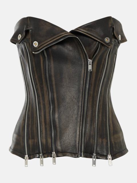 Strapless leather top