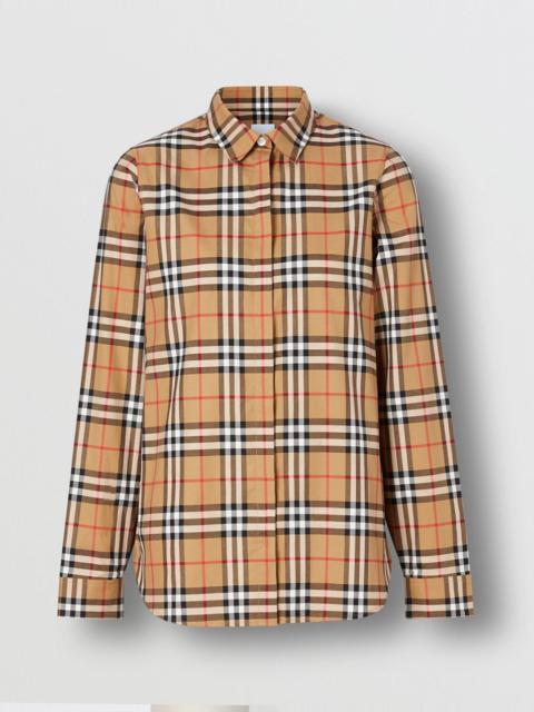 Vintage Check Cotton Oversized Shirt