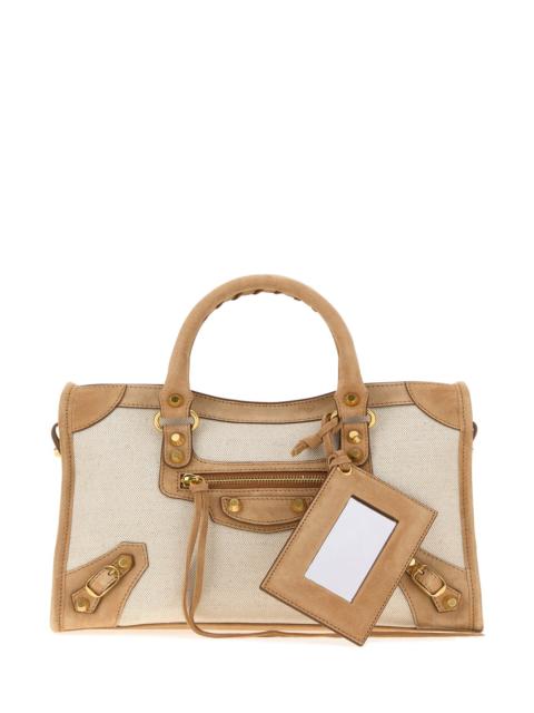 BALENCIAGA Two-tone canvas and suede small Le City handbag
